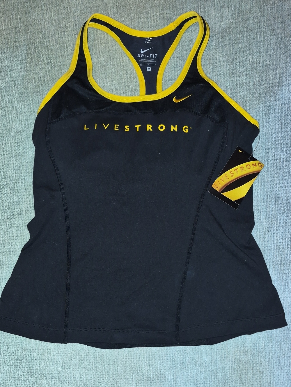 Nike Black and Yellow LIVESTRONG Dri-FIT Racerback Tank